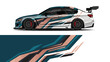© Lailatul - Sleek high-performance race car with abstract color stripes and dynamic modern design.