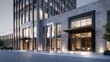 © sujiyani - Modern architectural exterior of a large building with windows and entrance