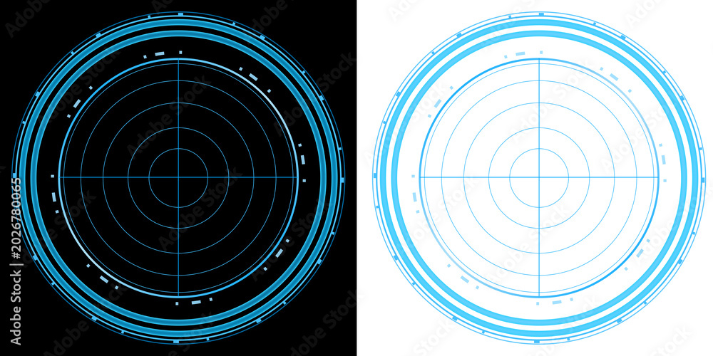Target Scanning Future Radar futuristic circular scanning interface with glowing blue rings ...