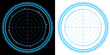 © Kal El BSF - Radar futuristic circular scanning interface with glowing blue rings and digital target system visualization
