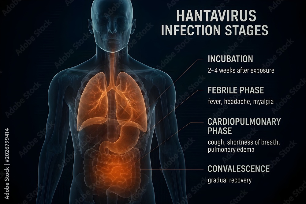 Hantavirus Infection Stages Medical Infographic Showing Incubation