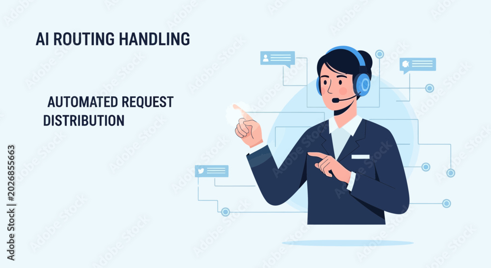 AI Routing Handling & Automated Request Distribution Stock Vector ...