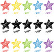 © pappu chanda - Hand-drawn colorful stars with rating tails in vector style isolated on transparent background, Vector
