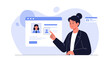 © Dipa - Graphic designer selecting user profile from web interface, profile selection ui