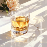 Golden drink and cream rose