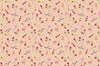 © Asif Creations - Floral pattern with colorful flowers and leaves on beige background