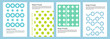 © VectorBank - Set of four modern design principle posters with abstract geometric patterns and shapes in green blue and grey colors for creative branding and artistic layout inspiration concepts