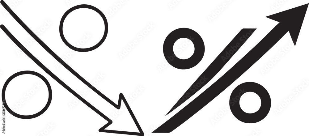92 Percent Financial statistics icon with percent symbol and upward downward trend ...