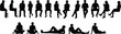 © Mannan - Collection of black silhouettes of people sitting and lying down in various relaxed poses on white background Keywords: silhouette
