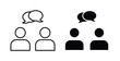 © Ch - Talk icon simple illustration set. Black and white icons
