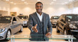 © Vyatcheslav - Professional car salesman offering a handshake in a showroom. Business man welcoming a customer
