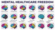 © Muhammad - Mental Healthcare Freedom, a vibrant collection of 15 human brain illustrations, symbolizing mental health, well-being, and psychological freedom, perfect for awareness campaigns and educational