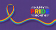 © julijadmi - Colorful rainbow ribbon with text 'Happy Pride Month' on a purple background, celebrating LGBTQ+ pride and inclusivity in June
