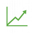 © Sejjil - Green growth chart with upward arrow, financial success and business progress icon, rising stock market trend line for corporate reports isolated on Transparent Background