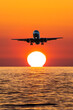 © Dushlik - Passenger plane landing over the sea against the backdrop of picturesque sundown