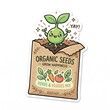 © sadia - Cute kawaii seed packet vector sticker, cartoon organic gardening seedling illustration, agriculture icon.