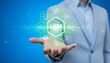 © Jubayer - Futuristic concept of artificial intelligence and large language models (LLM) with glowing AI icons and human hand interface. Innovation in machine learning.glowing AI icons and futuristic interface.