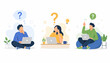 © adakami.art - People thinking, problem solving, finding solutions with laptops, lightbulb idea