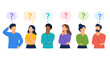 © adakami.art - Diverse group of people thinking with question marks above their heads, illustration