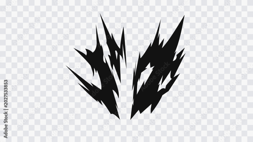 Sharp abstract manga slash effect with jagged black spikes and ...