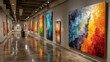 © ArxBoy - Vibrant abstract art gallery interior with colorful paintings on display.