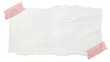 © kayden - Torn piece of squared paper with tape PNG isolated on transparent background, crumpled notebook sheet for notes and reminders