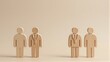 © joeycheung - Wooden figures depict leadership with one dressed in suit standing