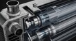 © pak - Detailed close-up view of a high-performance aluminum radiator core with transparent tubes.