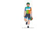 © Janda - Man in colorful cycling attire holding a helmet