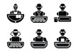 © Sadek - Robotic casino dealers and gambling automation vector icon set with gambling