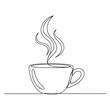 © Bbxcaniago - Continuous line art of a steaming coffee cup on white background