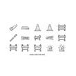 © saty - Construction site safety and barrier equipment line icons with construction