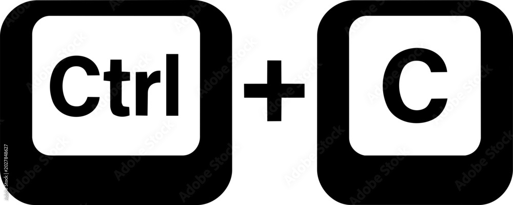 Copy Keyboard Shortcut Icon (Ctrl + C) Technical Graphic Illustration ...