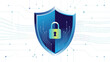 © Mst Nazma - Digital shield with locked padlock and security icon Vector