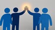 © Tom - Teamwork success and achievement symbolized by a high five with glowing light