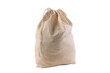 © ASDF - Simple beige drawstring bag rests on white surface