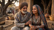 © Rajesh - Elderly Indian couple in traditional attire sharing a tender moment outdoors