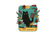 © Lemon - The Reader Black Cat Tarot Card Floral Sublimation Design