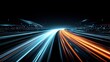 © RndVisuals - Abstract highway light trails at night with blue and orange streaks creating a sense of speed