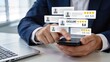 © Minho - Customer reviews and five star ratings on mobile phone screen, feedback satisfaction and reputation management concept