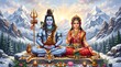 © Mrinal - Shiva and Parvati Divine Couple in the Himalayas