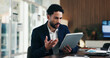 © peopleimages.com - Man, confused and stress in office with tablet for guest list, anxiety and development. Event planner, reservation and person with tech for vendor management, issue or mistake for venue booking