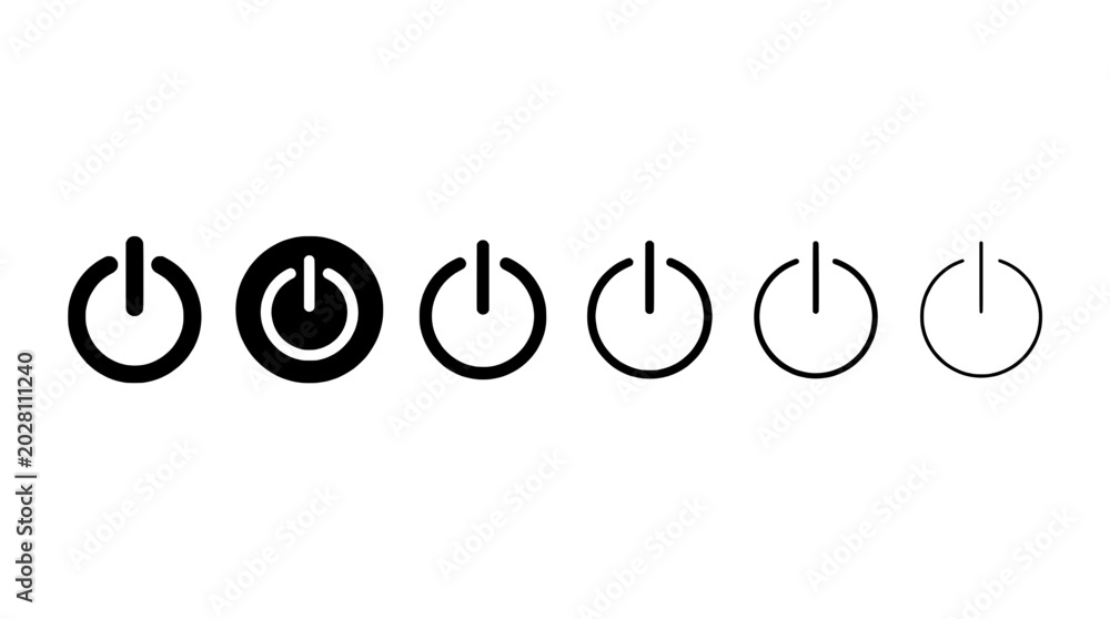 Power button icon line style with on-off symbol set for interface UI ...