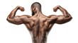© Yevheniiya - Rear view of a muscular African American man flexing his biceps and showing his back