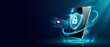 © Tromistudio  - Mobile phone with credit card and shield icon for secure online payment and protection