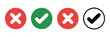 ©    - Check mark icon button set. Check box icon with right and wrong buttons and yes or no checkmark icons in green tick box and red cross. Isolated checkmark symbol, right and wrong sign concept. vector i
