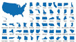 © ClipsByAnderson - Detailed blue map of the united states showing all individual state shapes in this educational photograph
