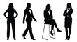© ClipsByAnderson - Professional business women silhouettes showing various standing and sitting poses in this clean isolated studio photograph