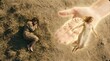 © Margharyta - Divine creation of woman from rib of man in biblical story of Genesis. God hand light forming woman while man sleeps on ground. Religious mythological art and spiritual concept.