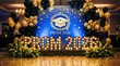© mraual24 - Prom party decorations featuring graduation cap icon and illuminated light up letters for formal school event